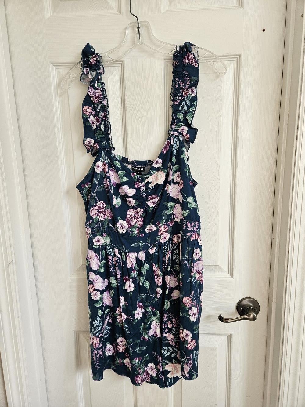 Blue Floral Ruffle-Strap Tunic YOP